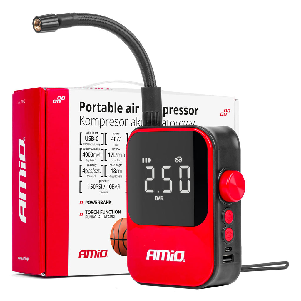 Compressore per auto senza fili, power bank 40W